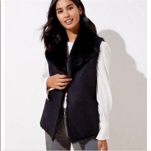 Black Faux Fur and Suede Vest